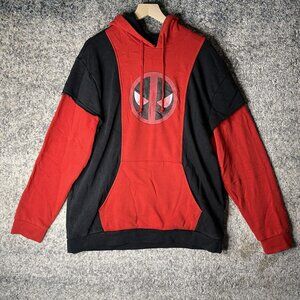 Marvel Deadpool & Wolverine Kidpool Hoodie Mens XL Red Black Costume Mask Spirit
